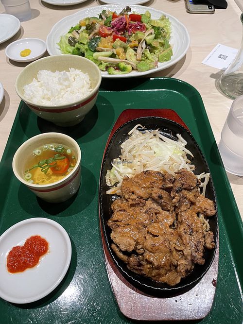 Vegan miso grilled soy meat and cold salad noodles at Vegan Bistro Jangara in Tokyo