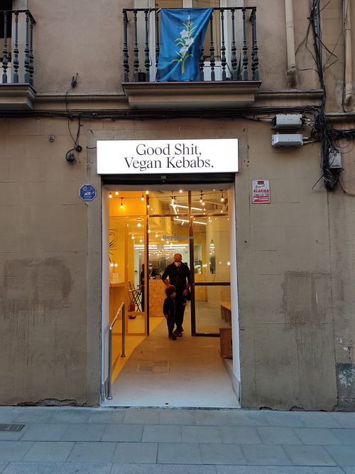 Outside at Good Shit, Vegan Kebabs in Barcelona
