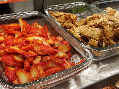 Mock char siew and fried goose at Vegetarian 素 - Peninsula Plaza in Central Singapore
