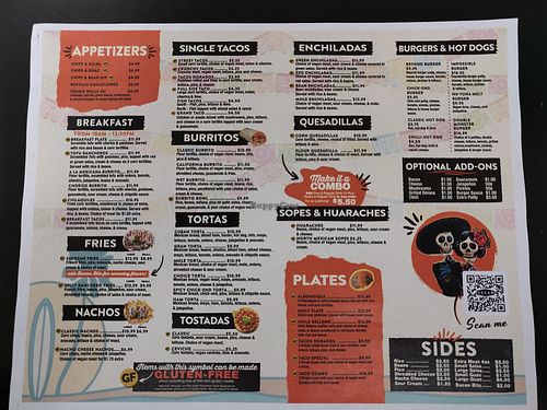 Menu at Pancho's Vegan Tacos in Long Beach