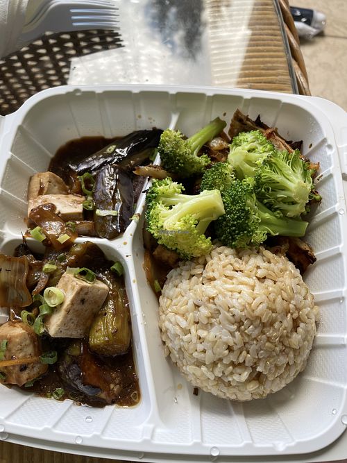 Combo: eggplant / lemon grass  at Loving Hut - King St in Honolulu