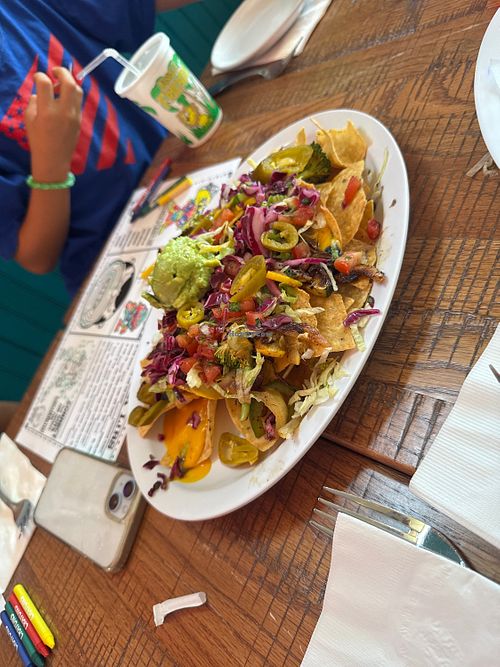 Nachos were great, vegan cheese subb  at Lucharitos in Greenport