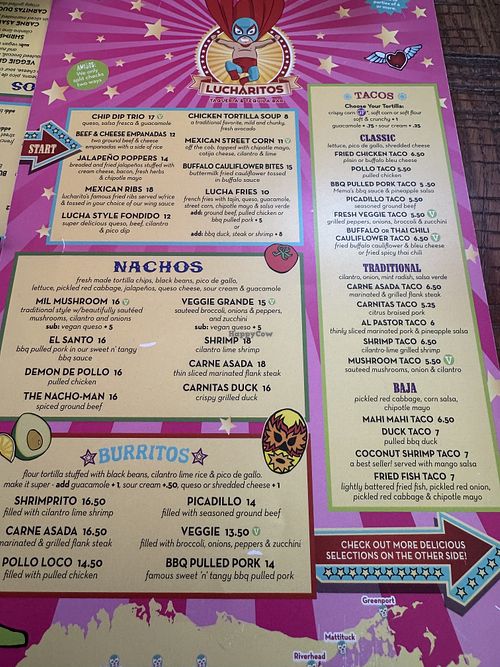 Menu  at Lucharitos in Greenport