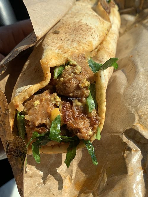 Close up of vegan breakfast pita at Pita Kabob Mediterranean Fusion Grill in Visalia