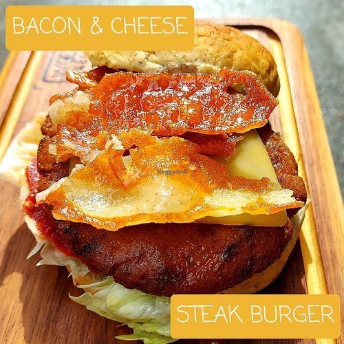 Vegan bacun and steak cheeseburger at The Vegan Regime in Istanbul