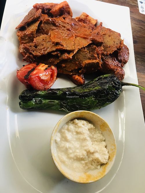 Vegan iskender kebab  at The Vegan Regime in Istanbul