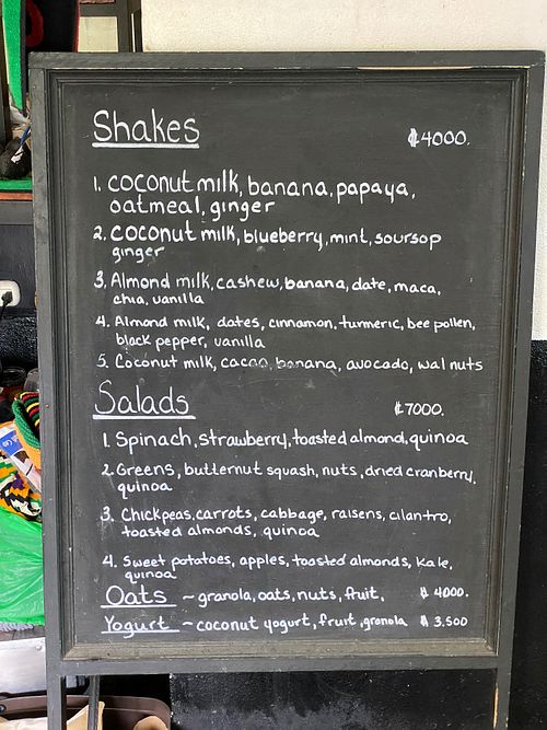 Shakes & salad menu. at Juice For Life in Puerto Viejo De Talamanca