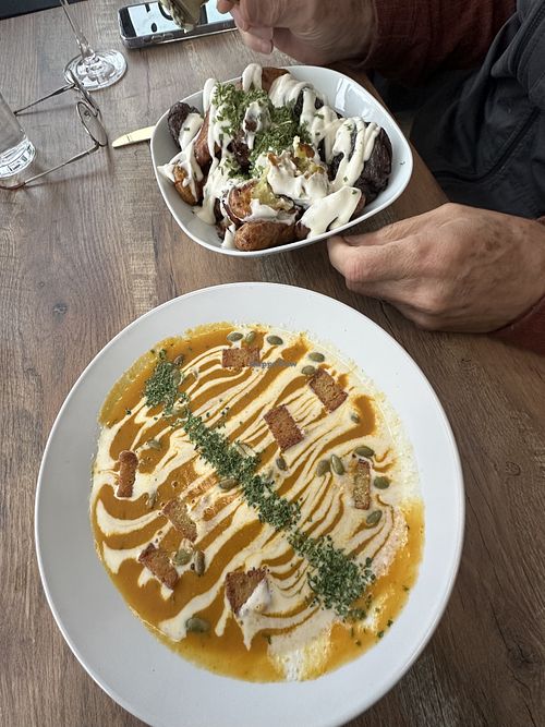 Smashed potatoes & pumpkin soup   at PiANTA in Providence
