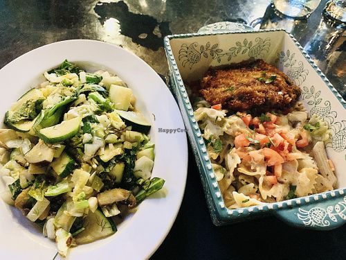 Right is the pasta with portobello on top at Wailea Kitchen in Kihei