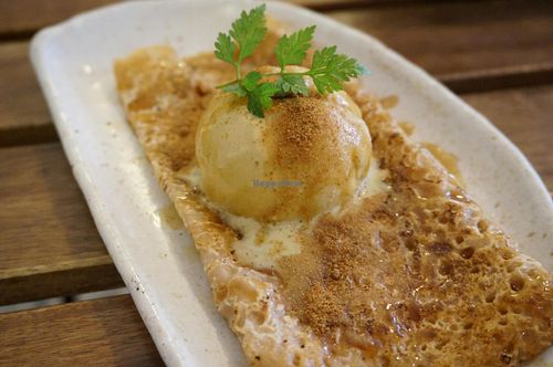 Crepe with soy milk ice-cream. at Rainbow Bird Rendezvous in Tokyo