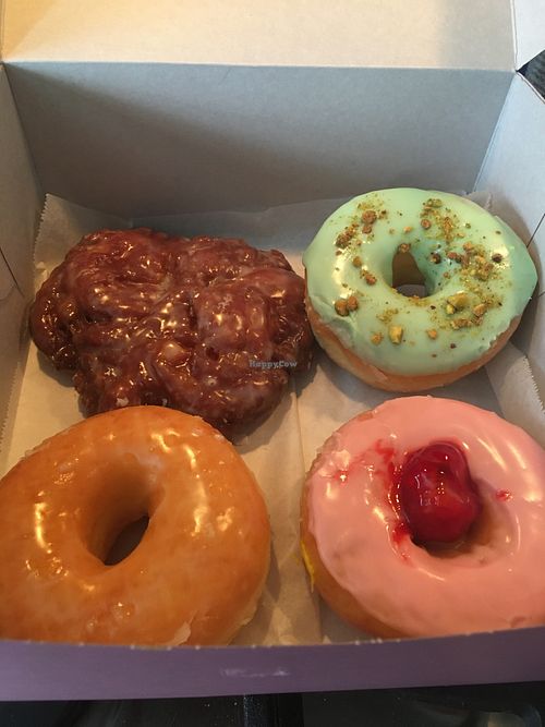 Delicious vegan donuts, kept in a separate display case from non-vegan. Lots of flavors, and prices are good.  at AM Donut & Yogurt in Monrovia