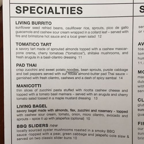 Specials at Living Kitchen - South End in Charlotte