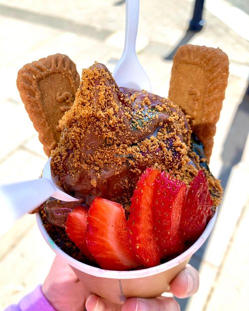 Vegan chocolate frozen yogurt  at Fabbro in Reigate