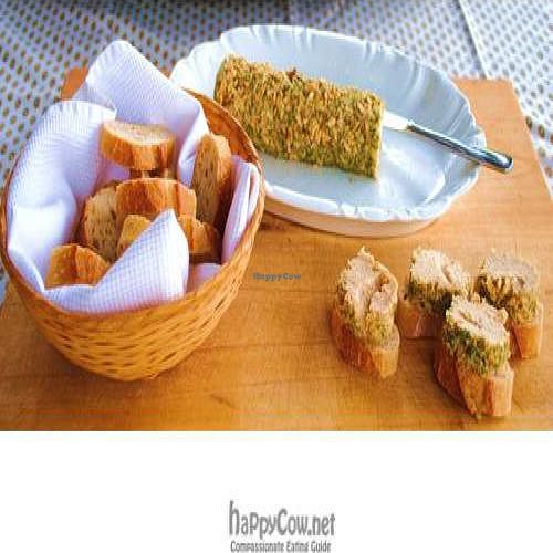 Cashew cheese with soudough baguette at La Petite Gardette Vegan Bed and Breakfast in Pierrevert