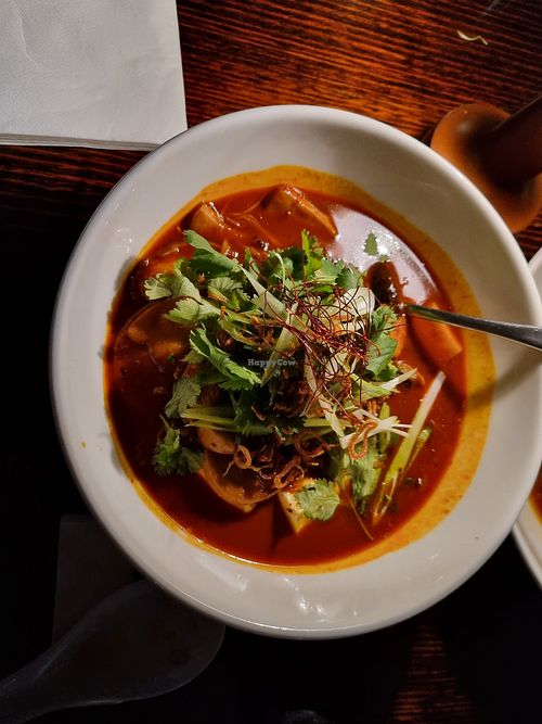MUSHROOMS STIR FRIED THEN BRAISED IN JORIM BROTH W STEAMED TOFU $39 at Madame Wu in Brisbane