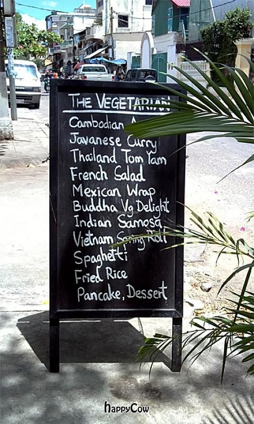 Menu board at The Vegetarian in Phnom Penh