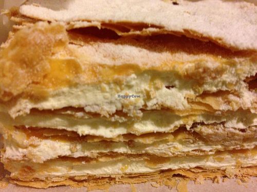 Vegan pastry- Mille fois/ feuille- has puff pastry with vegan lemon creme and powdered sugar
 at Dama Pastry and Restaurant in Arlington