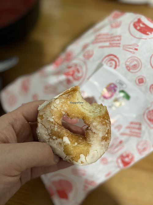 Vegan donut with sugar dust at Ponochka in Krasnodar