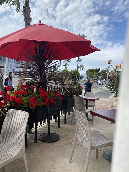 Patio seating at Bistro D'Asia in Coronado
