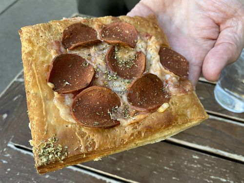 Pepperoni pizza  at Chaumont Vegan in Beverly Hills