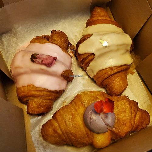 Strawberry, earl grey and ube croissants at Chaumont Vegan in Beverly Hills