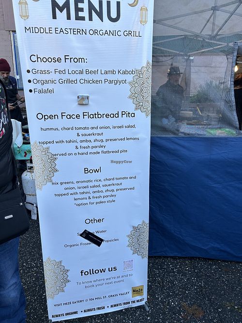 Mobile menu   at MeZe Eatery in Grass Valley