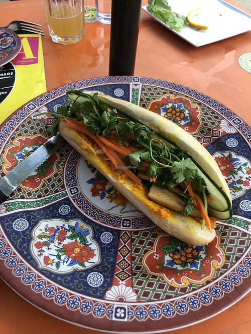 Vegan banh mi with tofu, subbing ginger carrot dressing for the Mayo. 🔥 at The Phonky Noodle in Keene