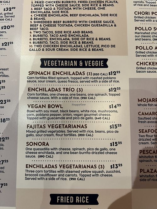 Vegetarian Options can be made vegan  at Plaza Azteca in Methuen