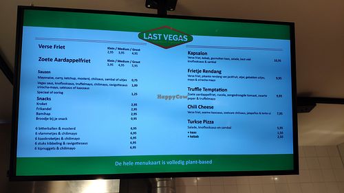 Menu at Last Vegas in Utrecht