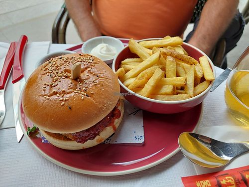 Spicy burger at 123V Browns in London