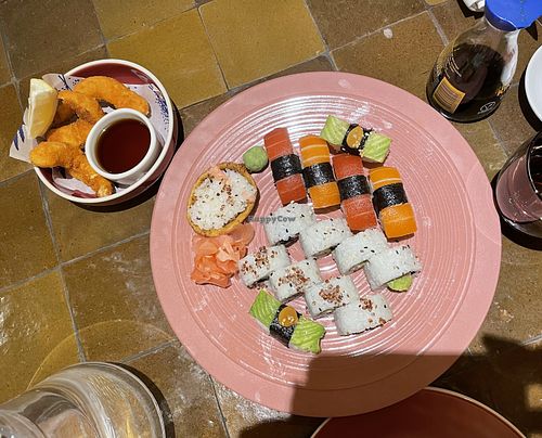 Vegan sushi platter   at 123V Browns in London