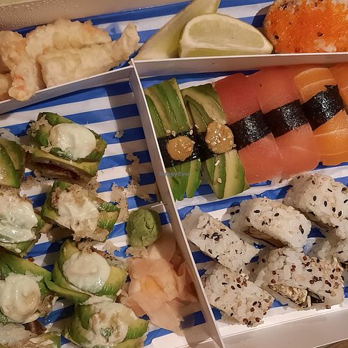 Take away sushi at 123V Browns in London