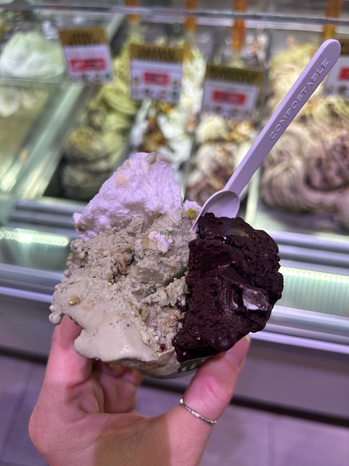 Dark chocolate, pistachio, and forgot the last one...  at Gelaaati di Marco in Barcelona