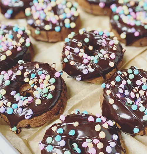 Gluten Free Cosmic Chocolate Donuts. at Apothica Cafe in Cumberland