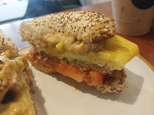 Vegan Breakfast Bagel at Apothica Cafe in Cumberland