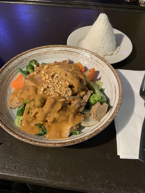 mmmmm vegan duck with peanut sauce  at Tung Thong Thai - 181 St in New York City