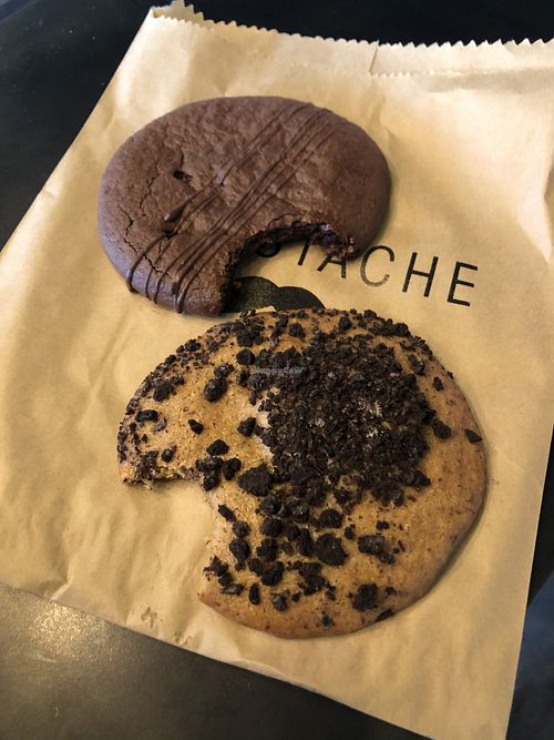 Double choc and ‘cookies no cream’  at Moustache - Riverside Markets in Christchurch