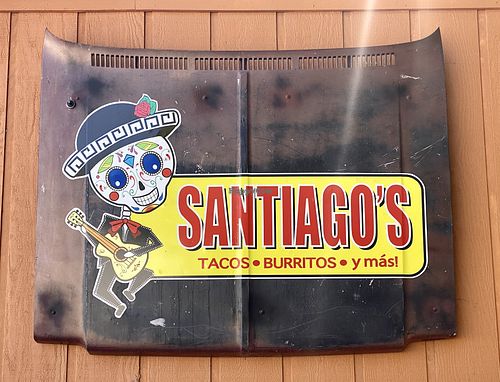 Santiago’s sign at Santiago's Taco Shop in Lake Arrowhead