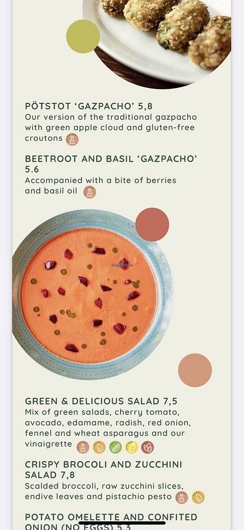 Menu at PÖTSTOT in Barcelona