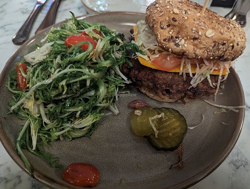 Beyond burger with frisée at Bistro 1907 by Mark Canzonetta in Youngstown