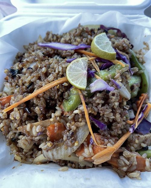 Spicy Fried rice with soy fish. Spicy level 4  at Thai Vegan - temporarily closed in Albuquerque