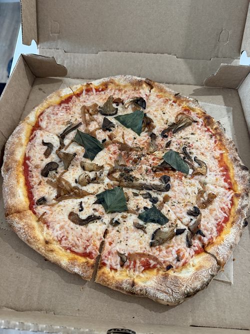 Traditional pie with vegan cheese subbed  at Black Eyed Susans in Harvey Cedars