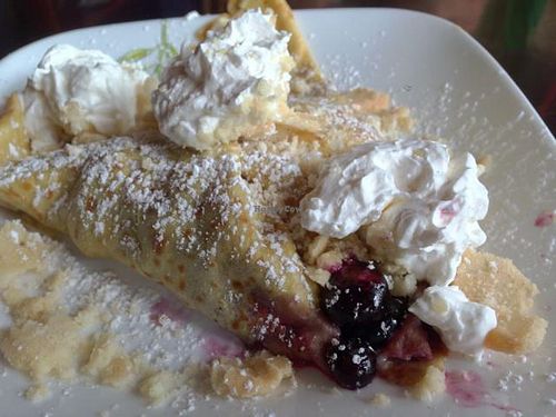 vegan blueberry crepe  at Tiger Lily Cafe in Chesterton