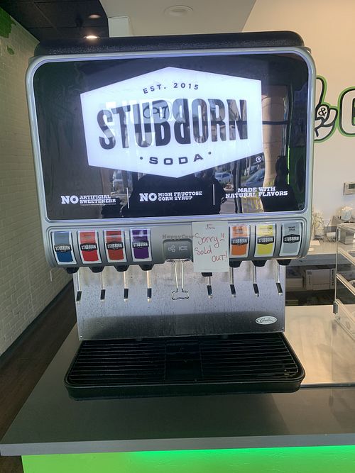 Stubborn soda fountain  at Veg & Go Plant Based in Riverside