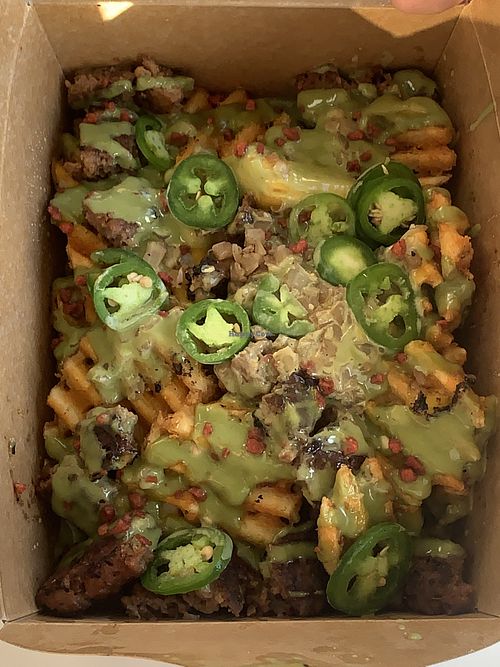 Secret menu alien invasion fries  at Veg & Go Plant Based in Riverside