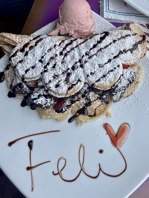 Vegan waffle with strawberry ice  at Wonder Waffel in Flensburg