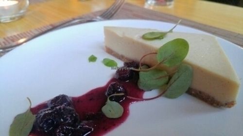 Vegan Cashew Cheesecake with Blueberry Compote at Tilth in Seattle