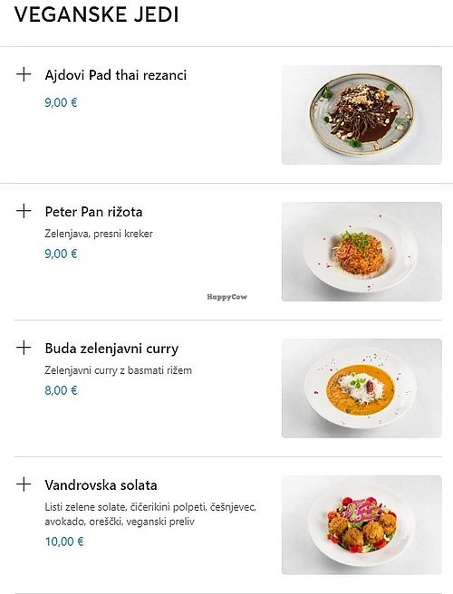 vegan dishes available for delivery at Sputnik in Ljubljana
