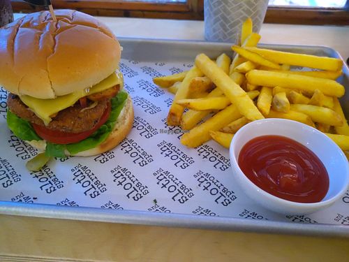 Chicken burger at Sloth and Sparrow in Falmouth