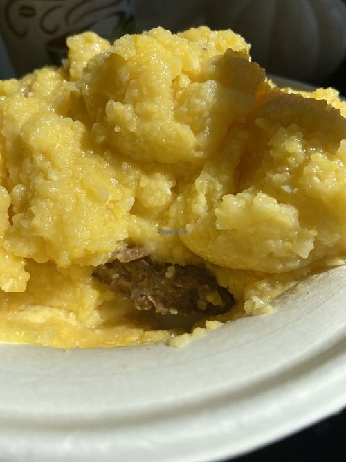 GRITS! On top of a sausage patty and just egg. Sundays only! I’m so special!  at The Beehive Cafe in Berkeley Springs